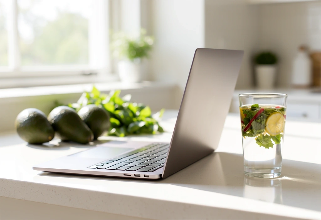 Online Ernährungsberatung über Laptop
